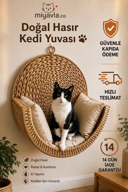 Miyavla™ Doğal Hasır Kedi Yuvası